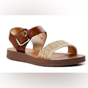 🌈6/$10 Tweed and Cognac Faux Leather Sandals